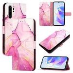 For Huawei P30 Pro PT003 Marble Pattern Flip Leather Phone Case(LS001 Pink Purple Gold)