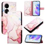 For Huawei P50 PT003 Marble Pattern Flip Leather Phone Case(LS005 Rose Gold)