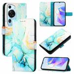 For Huawei P60 Art PT003 Marble Pattern Flip Leather Phone Case(LS003 Green)