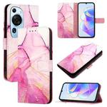 For Huawei P60 Art PT003 Marble Pattern Flip Leather Phone Case(LS001 Pink Purple Gold)