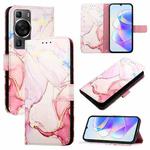 For Huawei P60 / P60 Pro PT003 Marble Pattern Flip Leather Phone Case(LS005 Rose Gold)