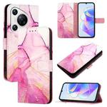 For Huawei Pura 70 PT003 Marble Pattern Flip Leather Phone Case(LS001 Pink Purple Gold)