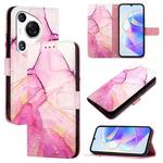 For Huawei Pura 70 Pro / 70 Pro+ PT003 Marble Pattern Flip Leather Phone Case(LS001 Pink Purple Gold)