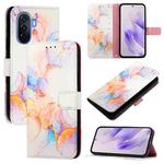 For Huawei Enjoy 50 / nova Y70 Plus PT003 Marble Pattern Flip Leather Phone Case(LS004 Marble White)