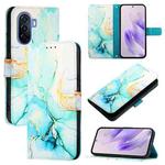 For Huawei Enjoy 50 / nova Y70 Plus PT003 Marble Pattern Flip Leather Phone Case(LS003 Green)