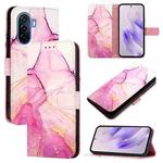 For Huawei Enjoy 50 / nova Y70 Plus PT003 Marble Pattern Flip Leather Phone Case(LS001 Pink Purple Gold)