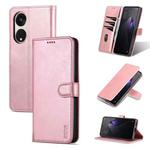 For OPPO A1 Pro/Reno8 T 5G AZNS Skin Feel Calf Texture Flip Leather Phone Case(Rose Gold)