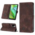 For Motorola Moto G Power 2023 Skin Feel Embossed Leather Phone Case(Brown)