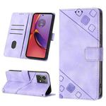 For Motorola Moto G84 Skin Feel Embossed Leather Phone Case(Light Purple)