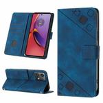 For Motorola Moto G84 Skin-feel Embossed Leather Phone Case(Blue)