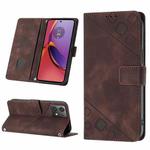 For Motorola Moto G84 Skin Feel Embossed Leather Phone Case(Brown)