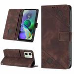For Motorola Moto G54 Skin-feel Embossed Leather Phone Case(Brown)