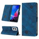 For Motorola Moto G Play 4G 2024 Skin-feel Embossed Leather Phone Case(Blue)