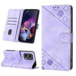 For Motorola Moto G Stylus 5G Skin Feel Embossed Leather Phone Case(Light Purple)