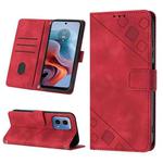 For Motorola Moto G34 Skin-feel Embossed Leather Phone Case(Red)