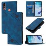 For Motorola Moto E7 Power Skin Feel Embossed Leather Phone Case(Blue)