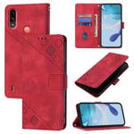 For Motorola Moto E7 Power Skin Feel Embossed Leather Phone Case(Red)