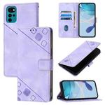 For Motorola Moto G22 / E22s / E32 India Skin Feel Embossed Leather Phone Case(Light Purple)