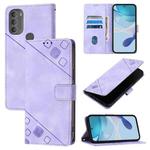 For Motorola Moto G71 5G Skin Feel Embossed Leather Phone Case(Light Purple)