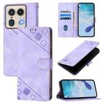 For Motorola Edge 50 5G Global Skin Feel Embossed Leather Phone Case(Light Purple)