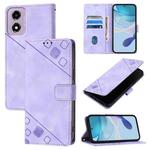 For Motorola Moto E14 Skin Feel Embossed Leather Phone Case(Light Purple)