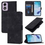 For Motorola Moto E14 Skin Feel Embossed Leather Phone Case(Black)