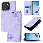 For Motorola Moto G15 Skin Feel Embossed Leather Phone Case(Light Purple)