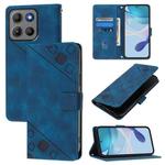 For Motorola Moto G15 / G15 Power Skin Feel Embossed Leather Phone Case(Blue)