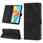 For OPPO A38 4G Global Skin-feel Embossed Leather Phone Case(Black)