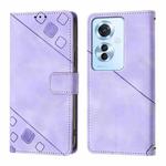 For OPPO Reno 11F 5G Global Skin-feel Embossed Leather Phone Case(Light Purple)