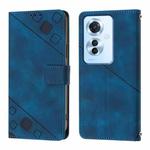For OPPO Reno 11F 5G Global Skin-feel Embossed Leather Phone Case(Blue)
