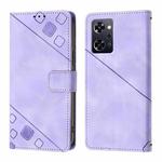For OPPO Reno9 A JP Version Skin-feel Embossed Leather Phone Case(Light Purple)