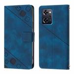 For OPPO Reno9 A JP Version Skin-feel Embossed Leather Phone Case(Blue)
