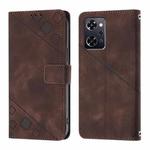 For OPPO Reno9 A JP Version Skin-feel Embossed Leather Phone Case(Brown)