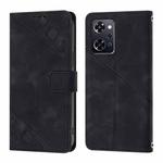For OPPO Reno9 A JP Version Skin-feel Embossed Leather Phone Case(Black)