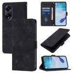 For OPPO A98 5G / F23 5G India Skin-feel Embossed Leather Phone Case(Black)