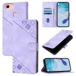 For OPPO F17 / A73 2020 4G Global Skin-feel Embossed Leather Phone Case(Light Purple)