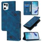 For OPPO Find X5 Pro Skin-feel Embossed Leather Phone Case(Blue)