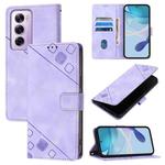 For OPPO Reno12 Pro Global Skin-feel Embossed Leather Phone Case(Light Purple)