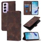 For OPPO Reno12 Pro Global Skin-feel Embossed Leather Phone Case(Brown)