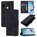 For OPPO A11s 4G Skin-feel Embossed Leather Phone Case(Black)