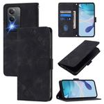 For OPPO K12x 5G Global Skin-feel Embossed Leather Phone Case(Black)