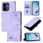 For OPPO Reno13 F 5G Global Skin-feel Embossed Leather Phone Case(Light Purple)