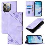 For OPPO A5 Pro 5G Global Skin-feel Embossed Leather Phone Case(Light Purple)