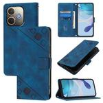 For OPPO A5 Pro 5G Global Skin-feel Embossed Leather Phone Case(Blue)