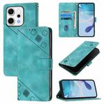 For OPPO Reno14 5G Global Skin-feel Embossed Leather Phone Case(Green)