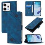 For OPPO Reno14 5G Global Skin-feel Embossed Leather Phone Case(Blue)