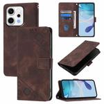 For OPPO Reno14 5G Global Skin-feel Embossed Leather Phone Case(Brown)