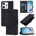 For OPPO Reno14 5G Global Skin-feel Embossed Leather Phone Case(Black)