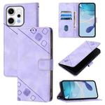 For OPPO Reno14 Pro 5G Global Skin-feel Embossed Leather Phone Case(Light Purple)